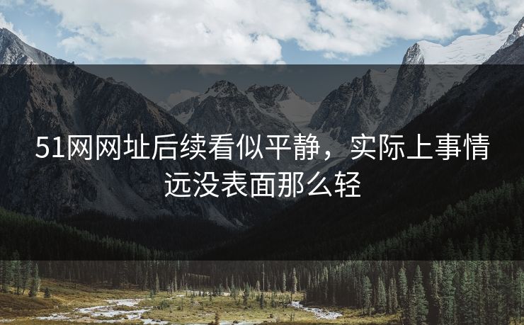 51网网址后续看似平静，实际上事情远没表面那么轻